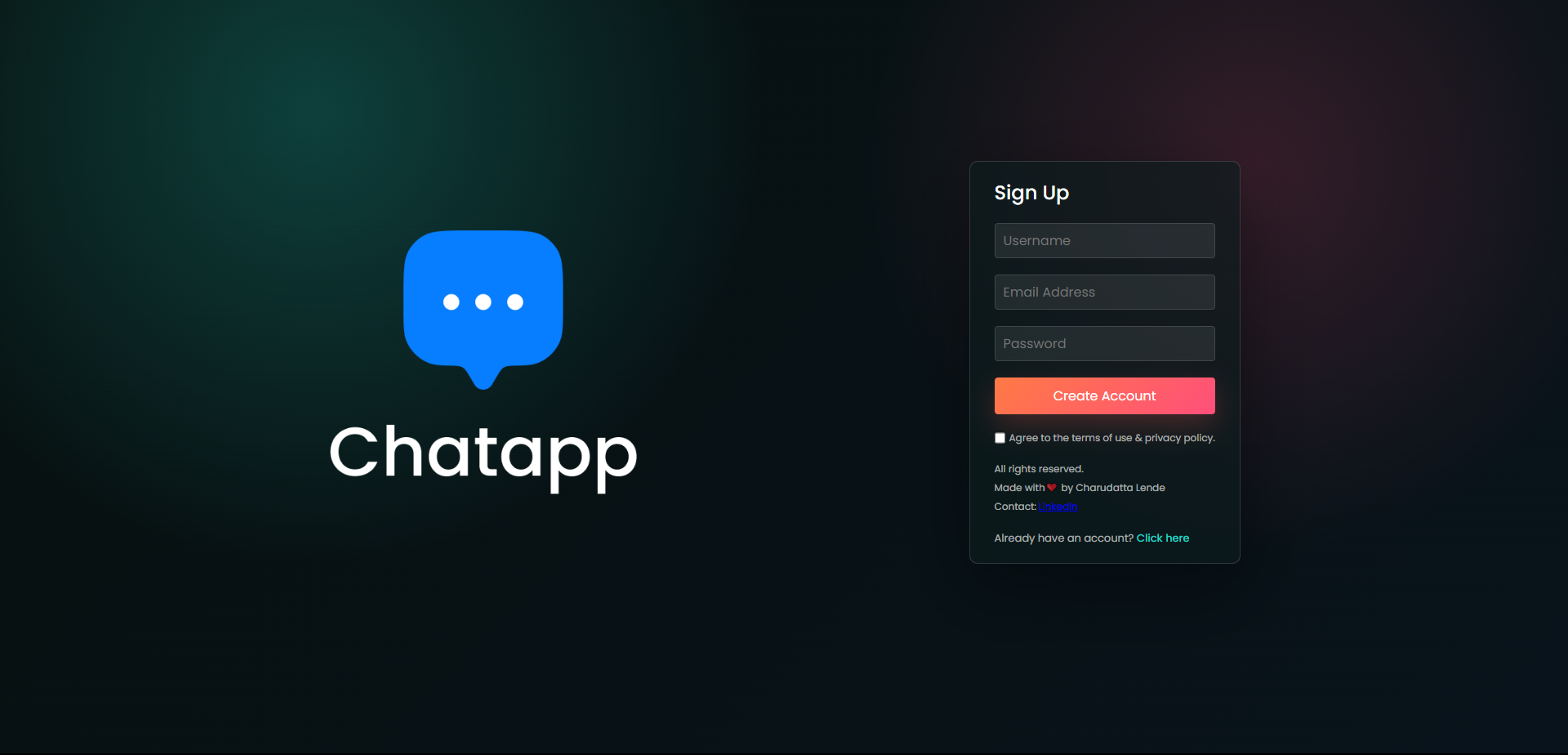 End-to-end chat application preview